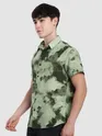 Olive Tie and Dye Printed Shirt