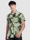 Olive Tie and Dye Printed Shirt