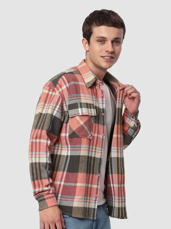 Pink Recycled Plaid Flannel Shirt