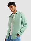 Pista Green Full Sleeve Waffle Shirt For Men