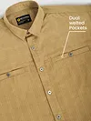 Sand Brown Cord Dobby Shirt For Men