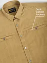 Sand Brown Cord Dobby Shirt For Men