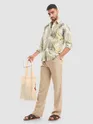 White and Yellow Printed Cotton Shirt
