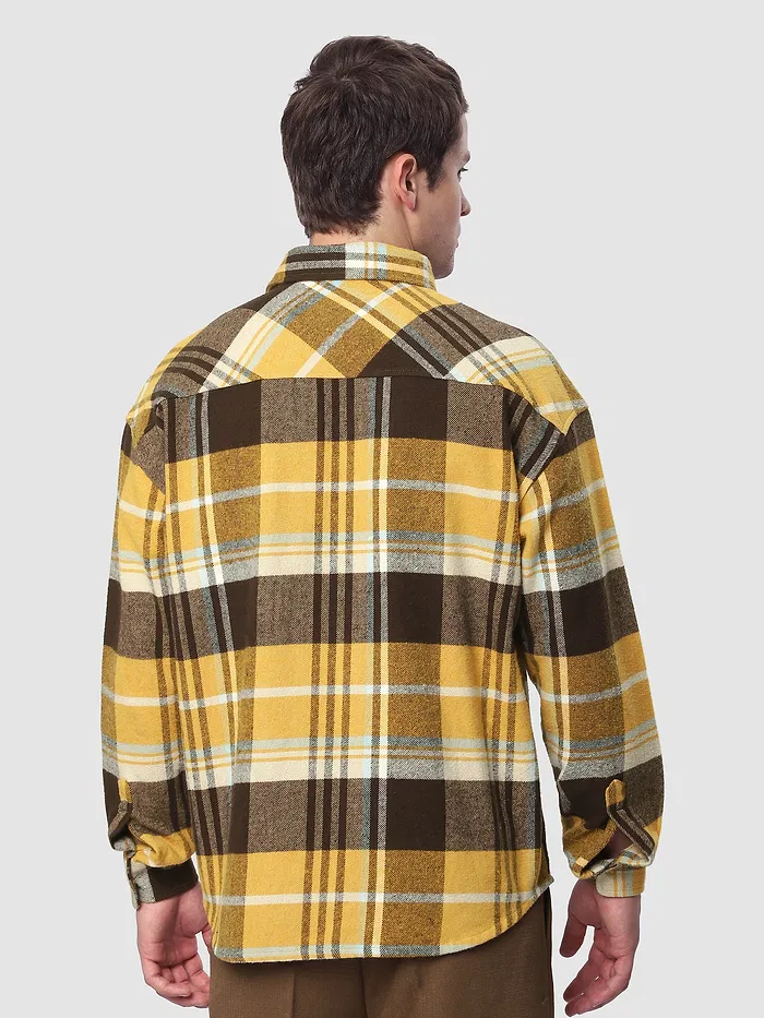 Yellow Recycled Plaid Flannel Shirt