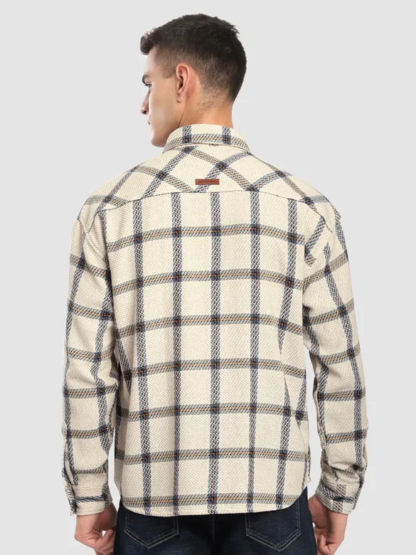 Beige Cotton Flannel Overshirt