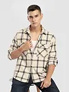 Beige Cotton Flannel Overshirt