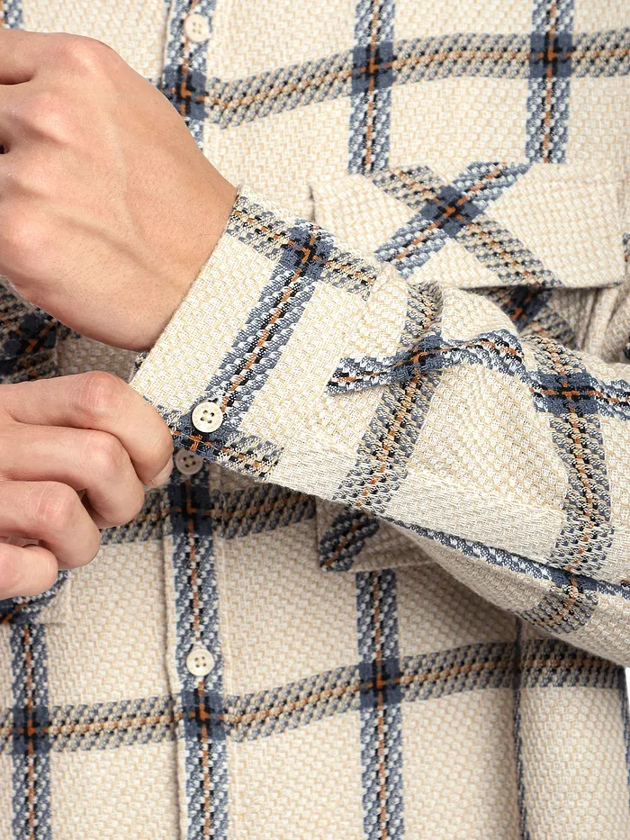 Beige Cotton Flannel Overshirt