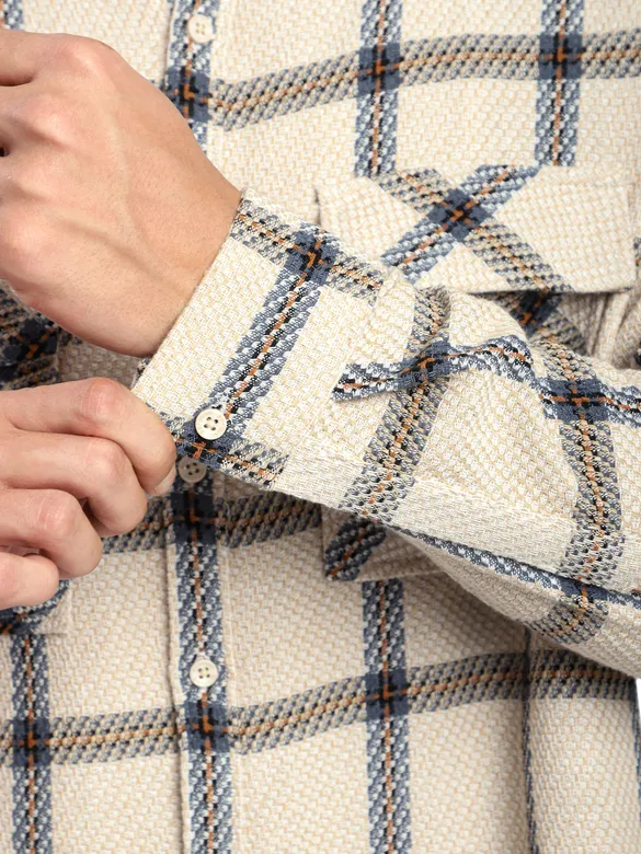 Beige Cotton Flannel Overshirt