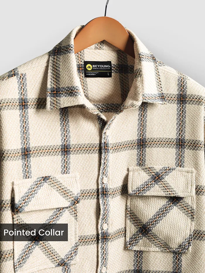 Beige Cotton Flannel Overshirt