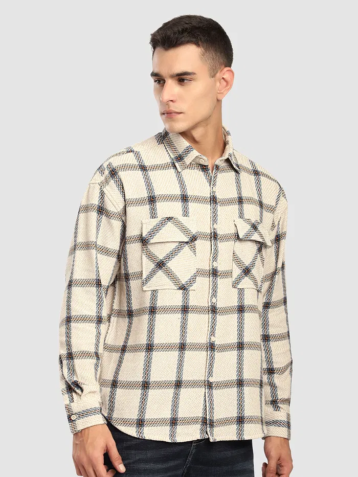 Beige Cotton Flannel Overshirt
