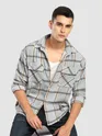 Blue Cotton Flannel Overshirt
