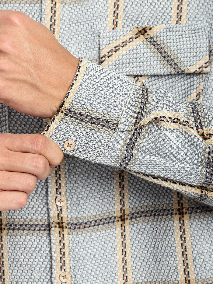 Blue Cotton Flannel Overshirt