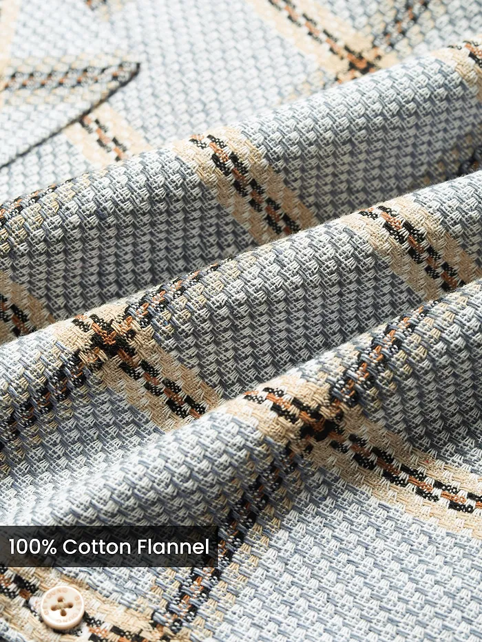 Blue Cotton Flannel Overshirt