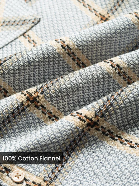 Blue Cotton Flannel Overshirt