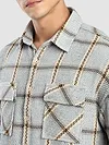 Blue Cotton Flannel Overshirt