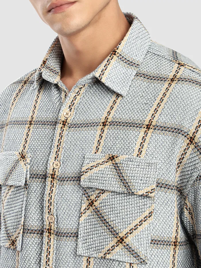 Blue Cotton Flannel Overshirt