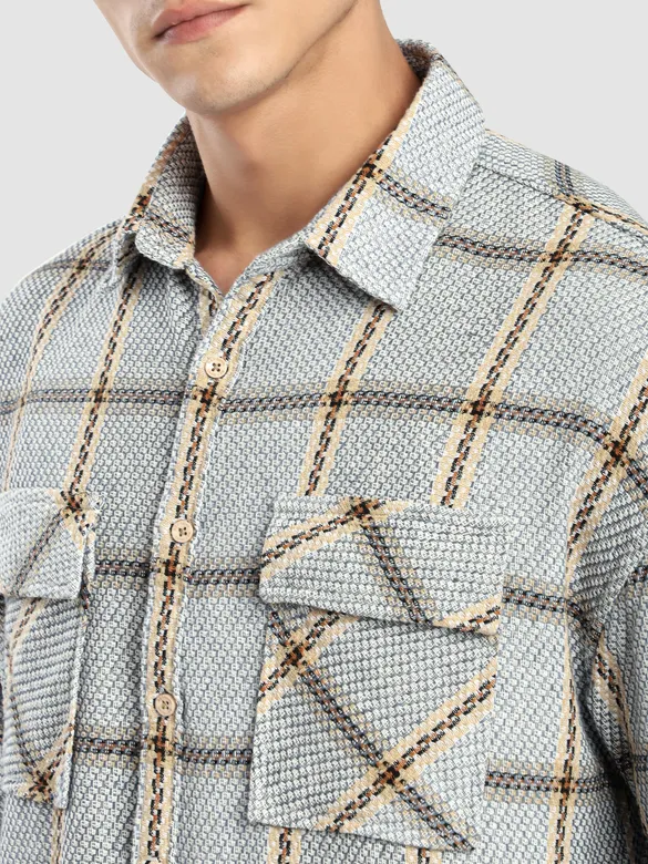 Blue Cotton Flannel Overshirt