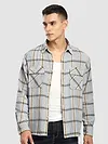 Blue Cotton Flannel Overshirt