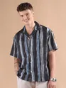Blue and Black Printed Cuban Shirt