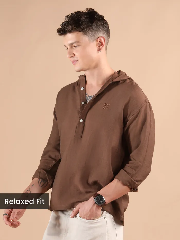 Brown Hooded Shirt