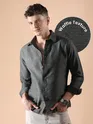Dark Grey Textured Check Shirt