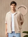 Light Peach Half Sleeves Cuban Shirt For Men