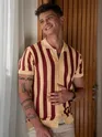 Maroon Striped Flat Knit Shirt