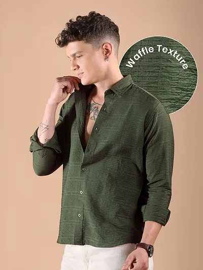 Olive Textured Check Shirt