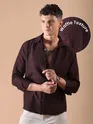 Wine Textured Check Shirt