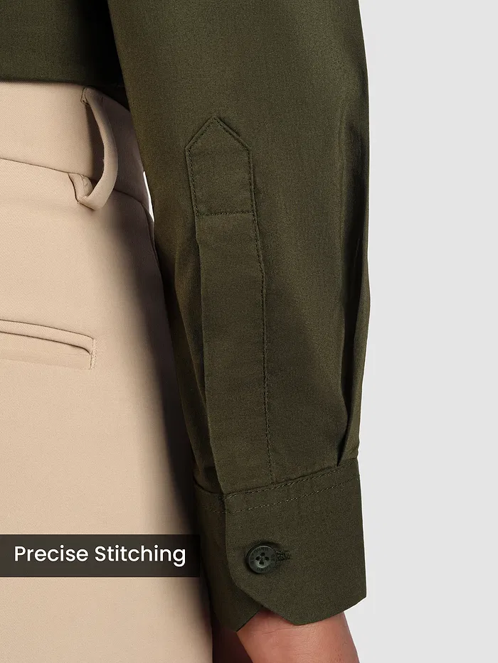 Army Green - Plain Cotton Shirts
