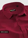 Burgundy - Plain Cotton Shirts