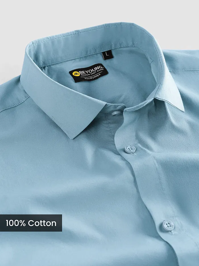 Sky Blue - Plain Cotton Shirts