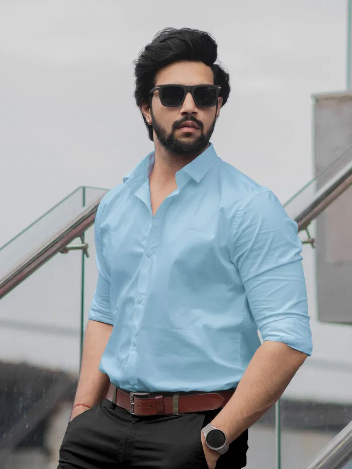 Sky Blue - Plain Cotton Shirts