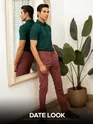 Black and Lush Green Polo T-shirt with Caramel Brown Chinos: Pack of 3