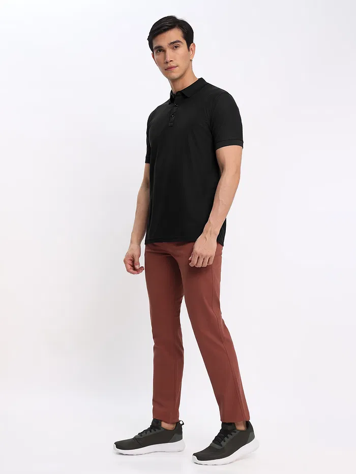 Black and Lush Green Polo T-shirt with Caramel Brown Chinos: Pack of 3