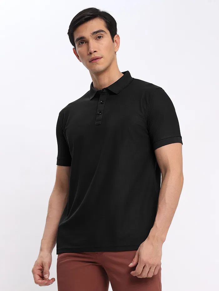 Black and Lush Green Polo T-shirt with Caramel Brown Chinos: Pack of 3