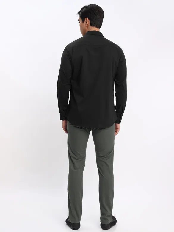 Black and Sky Blue Shirt with Dark Grey Chinos: Pack of 3