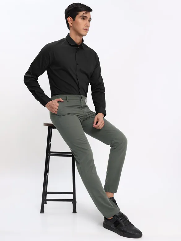 Black and Sky Blue Shirt with Dark Grey Chinos: Pack of 3
