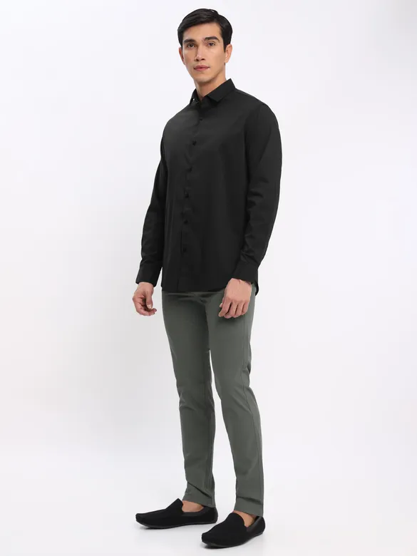 Black and Sky Blue Shirt with Dark Grey Chinos: Pack of 3