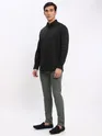 Black and Sky Blue Shirt with Dark Grey Chinos: Pack of 3