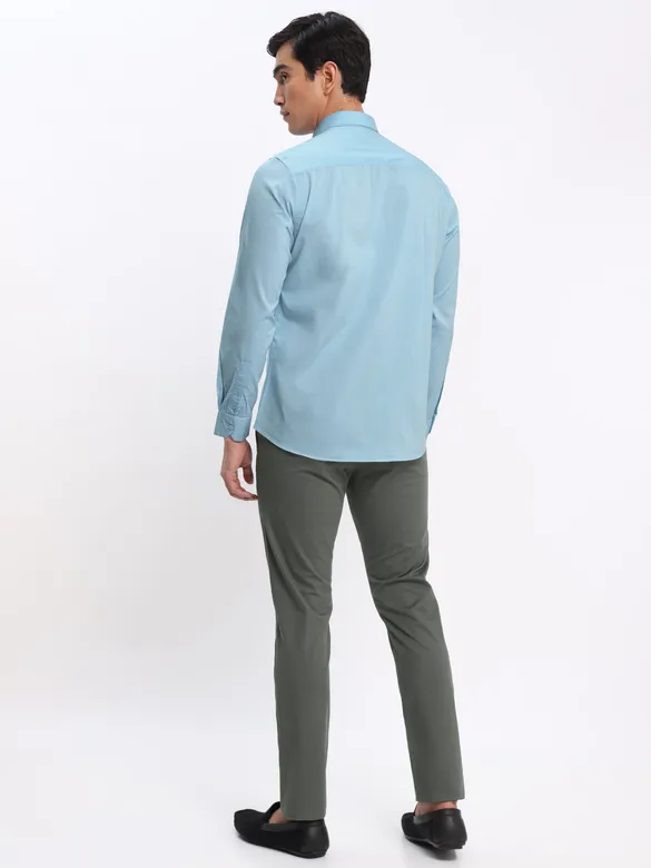 Black and Sky Blue Shirt with Dark Grey Chinos: Pack of 3