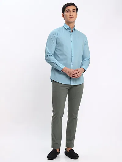 Black and Sky Blue Shirt with Dark Grey Chinos: Pack of 3