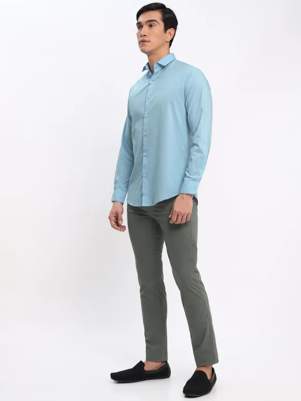Black and Sky Blue Shirt with Dark Grey Chinos: Pack of 3