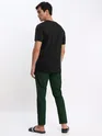 Black Plain T-shirt with Bottle Green Pyjama: Pack of 2