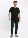 Black Plain T-shirt with Bottle Green Pyjama: Pack of 2