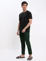 Black Plain T-shirt with Bottle Green Pyjama: Pack of 2