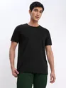 Black Plain T-shirt with Bottle Green Pyjama: Pack of 2