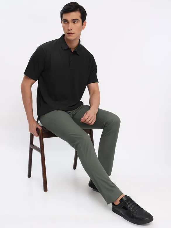 Black Polo T-shirt with Dark Grey Chinos: Pack of 2
