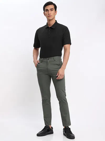 Black Polo T-shirt with Dark Grey Chinos: Pack of 2