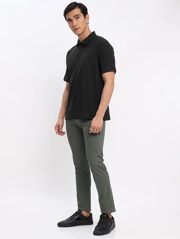 Black Polo T-shirt with Dark Grey Chinos: Pack of 2